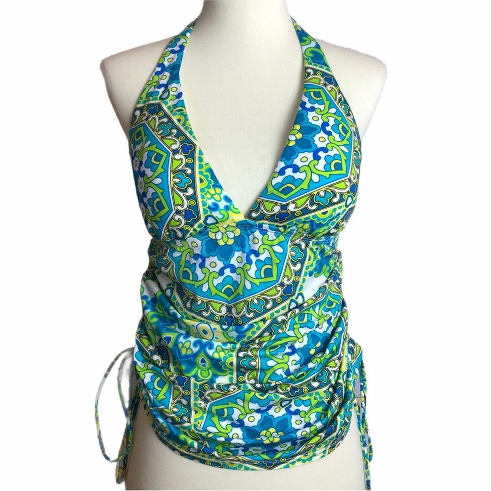Jantzen Green Paisley Swim Halter Top 10
